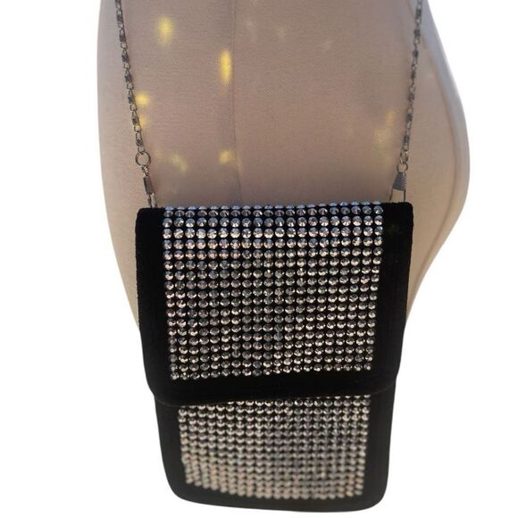 Unbranded Black Crystals Rhinestone Phone Crossbody Bag Whimsigoth Fairycore - Picture 1 of 5